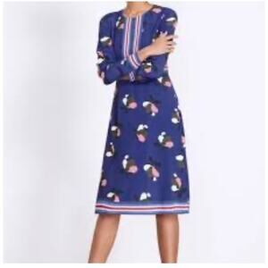 Boden Women Floral  Striped A Line Dress Sz. 8R Blue Lightweight Comfort Modest